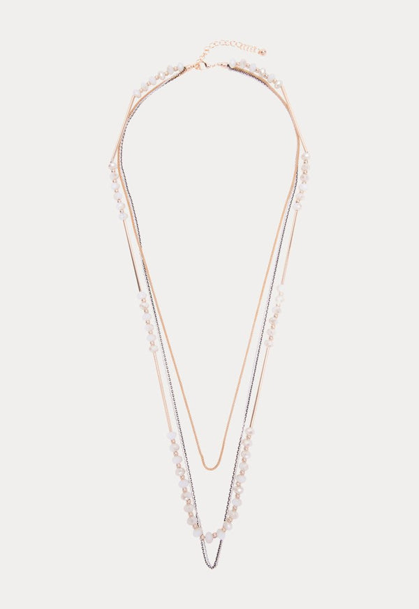 Choice Mixed Multi Chain Necklace Offwhite - Wardrobe Fashion