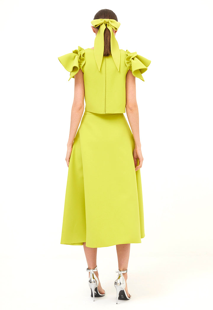 Choice Ruffled Cropped Blouse Lime