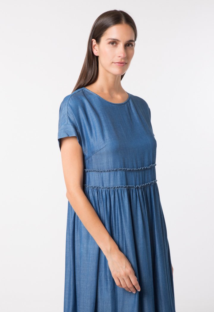 Choice Long Denim Dress Light Blue Denim