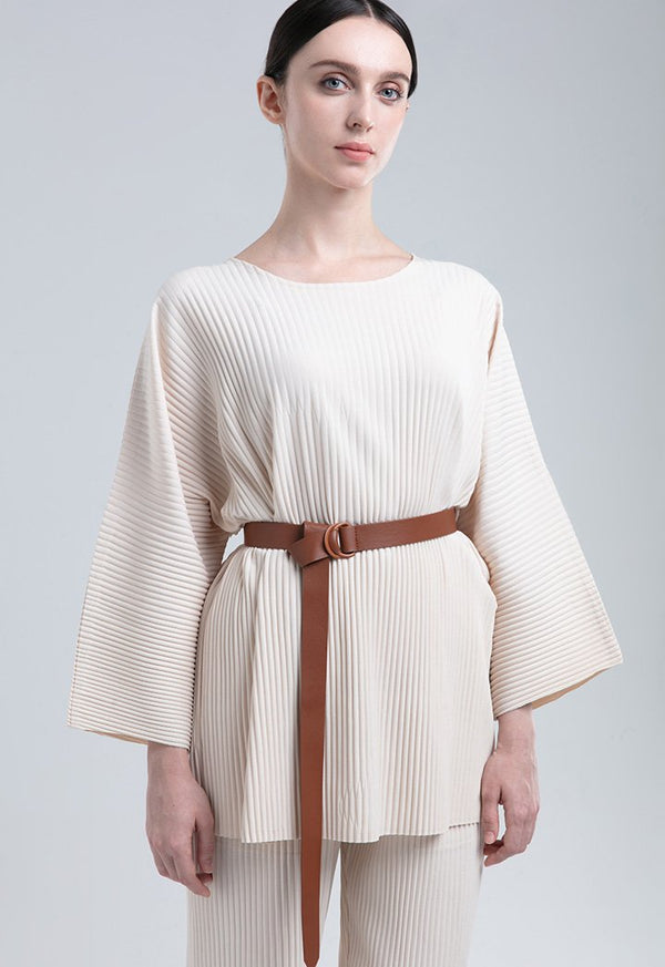 Choice D Ring Buckle Slim Belt Tan