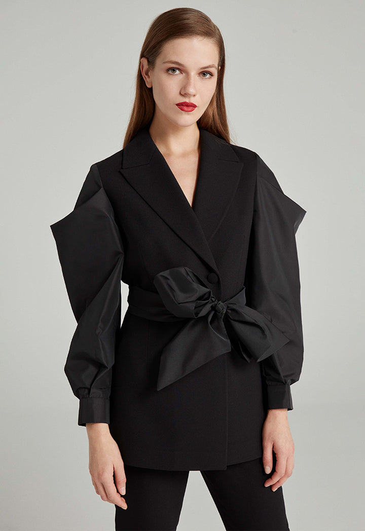 Choice Maxi Jacket With Puff Sleeves Black