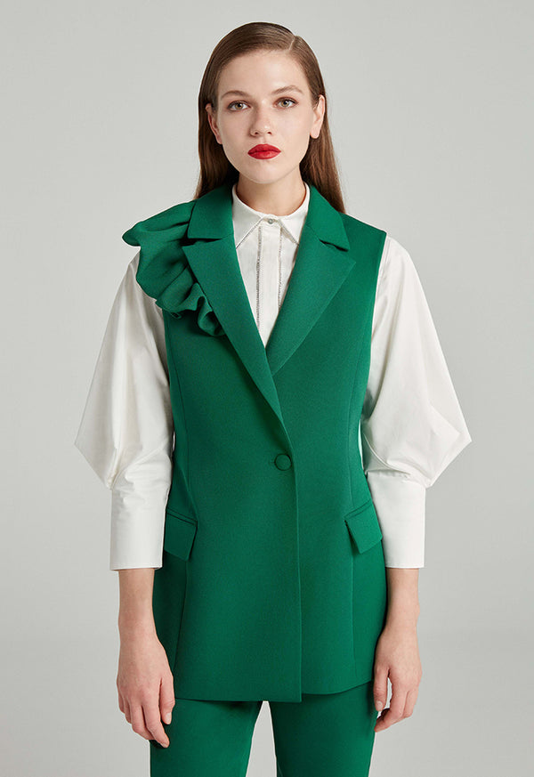 Choice Solid Color Blazer Green