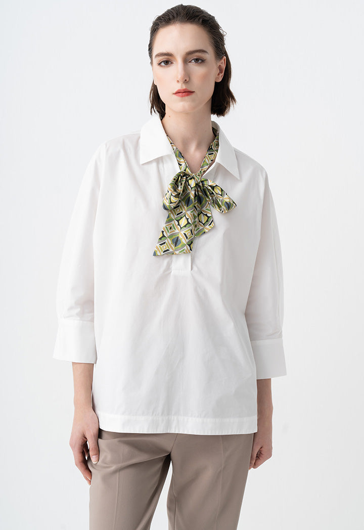 Choice Basic Three-Quarter Sleeves Blouse Off White