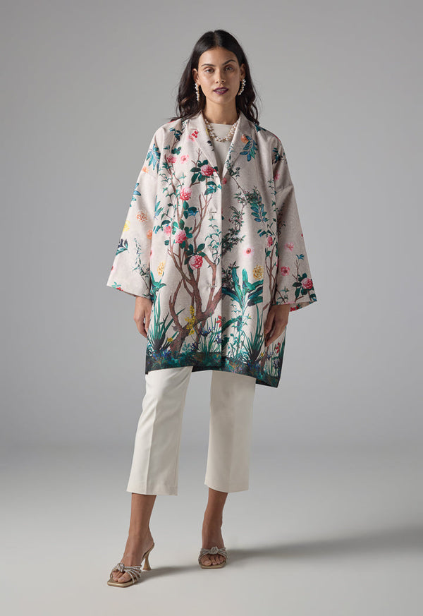 Choice Floral Print Buttoned Jacket - Ramadan Style Multi Color