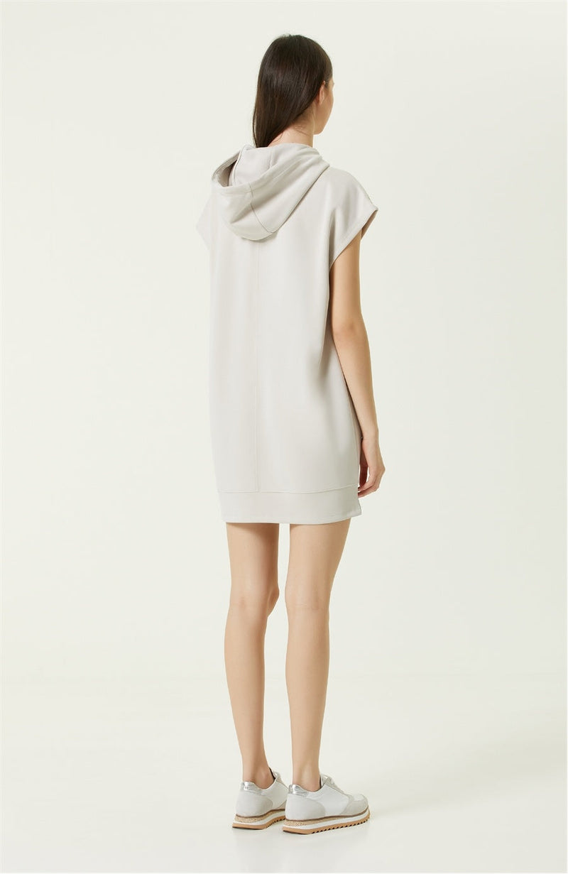 Network Hooded Mini Dress Beige