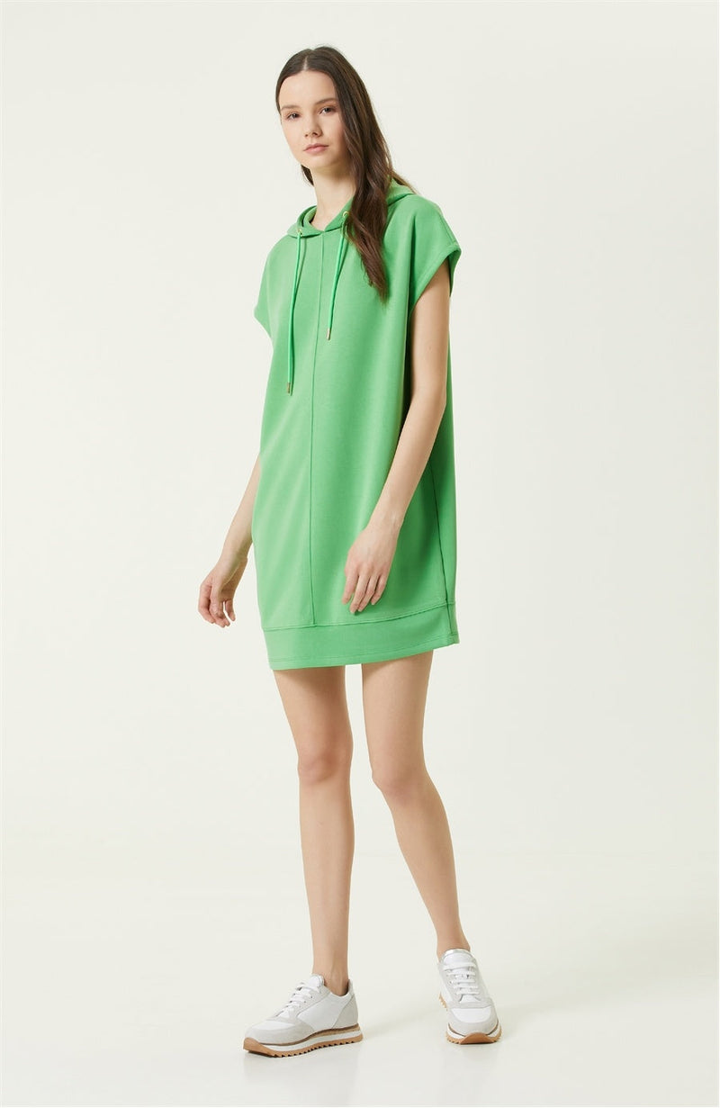 Network Hooded Mini Dress Green