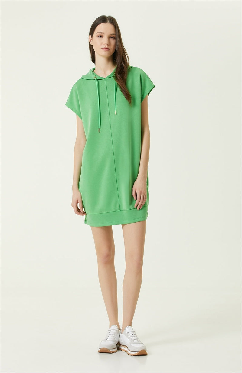 Network Hooded Mini Dress Green