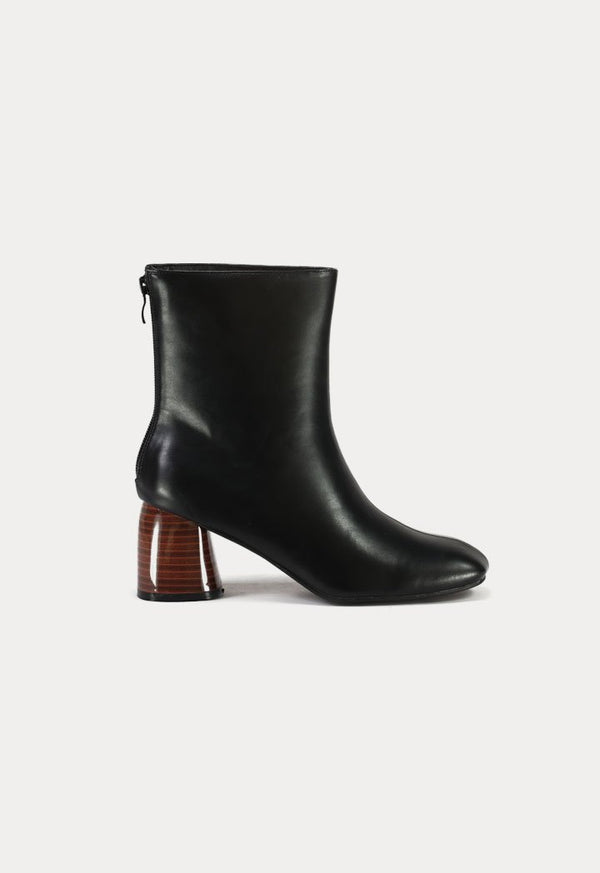 Choice Faux Leather Back Zip Ankle Boots Black