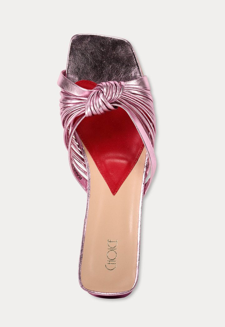 Choice Knot Strap Open Toe Sandals Pink - Wardrobe Fashion
