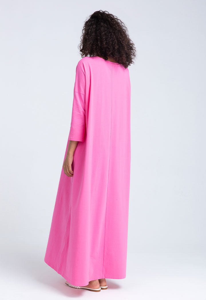 Choice Drop Shoulder Solid Knitted Dress Fuchsia