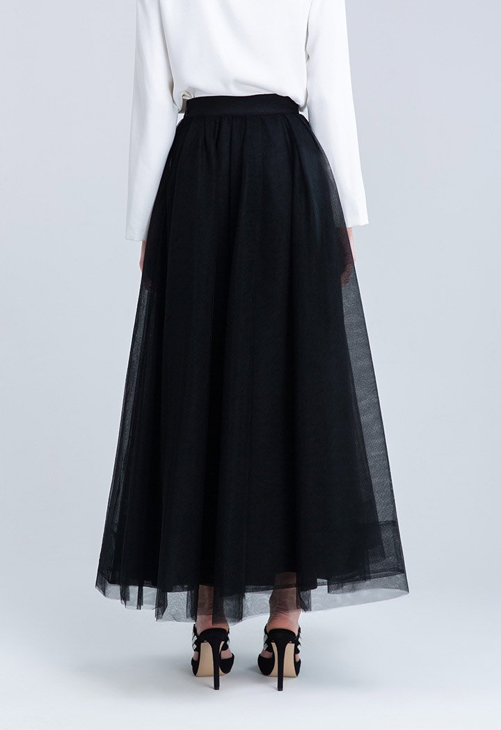 Choice Solid Color Multi Layer Tulle Organza Skirt Black