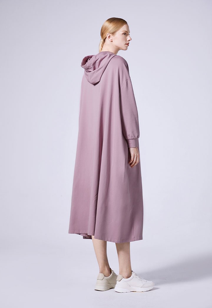 Choice Long Sleeve Hoodied Dress Light Lilac-Offwhite