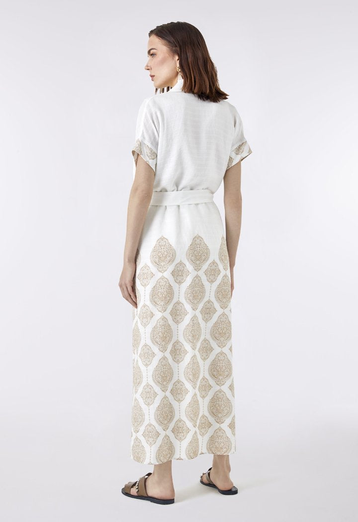 Choice Paisley Print Maxi Outerwear Off White - Wardrobe Fashion