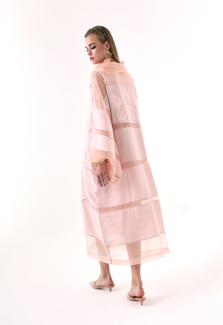 Choice Organza Trim Kaftan Dress Blush