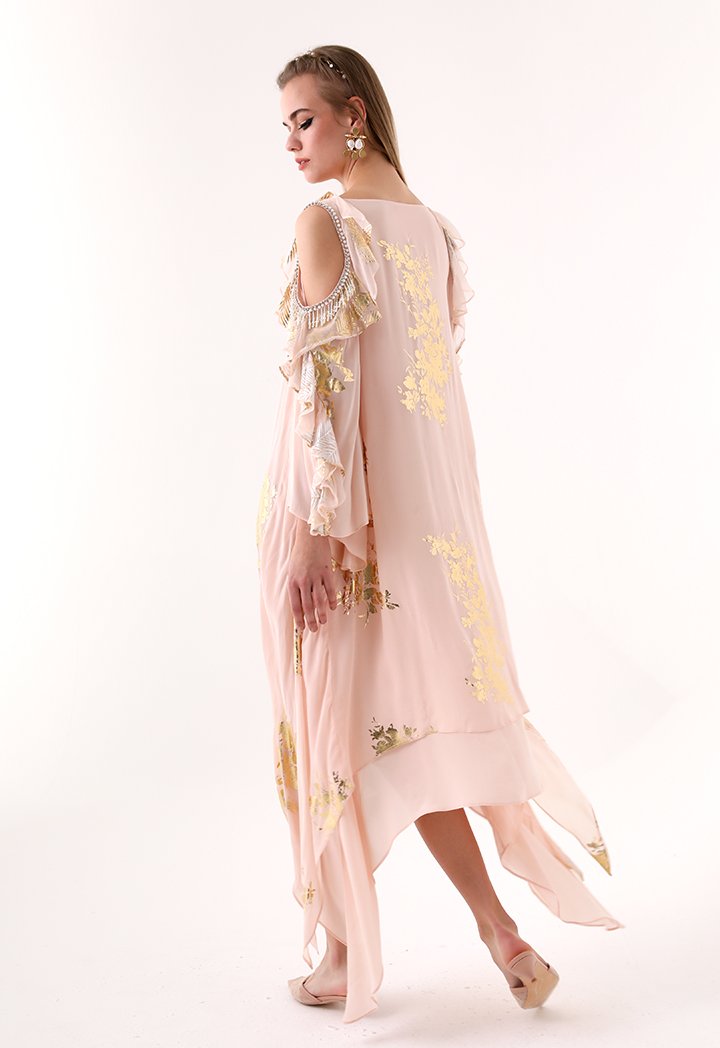 Choice Embellished Cold Shoulder Dress Blush - Wardrobe Fashion