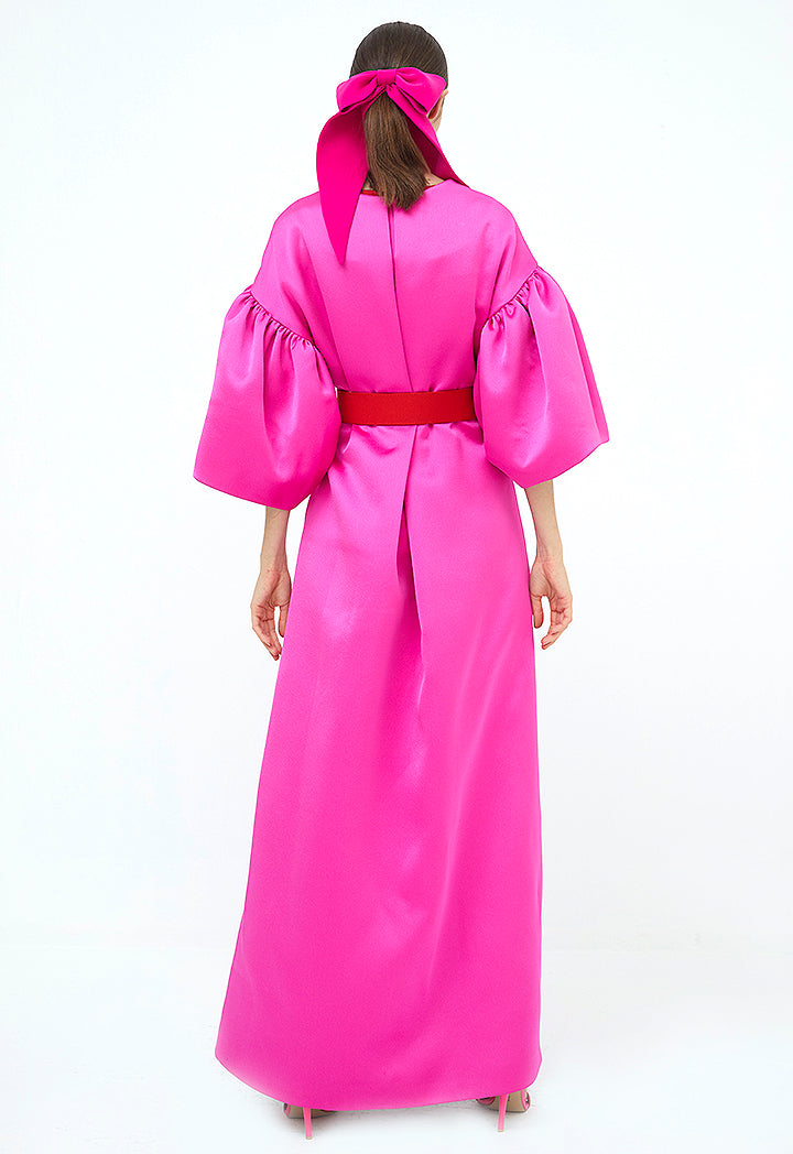 Choice Gathered Wide Short Sleeve Outerwear Fuchsia