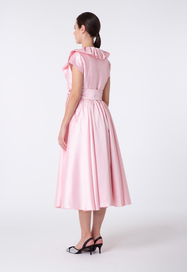 Choice V-Neck Ruffled Dress Blush