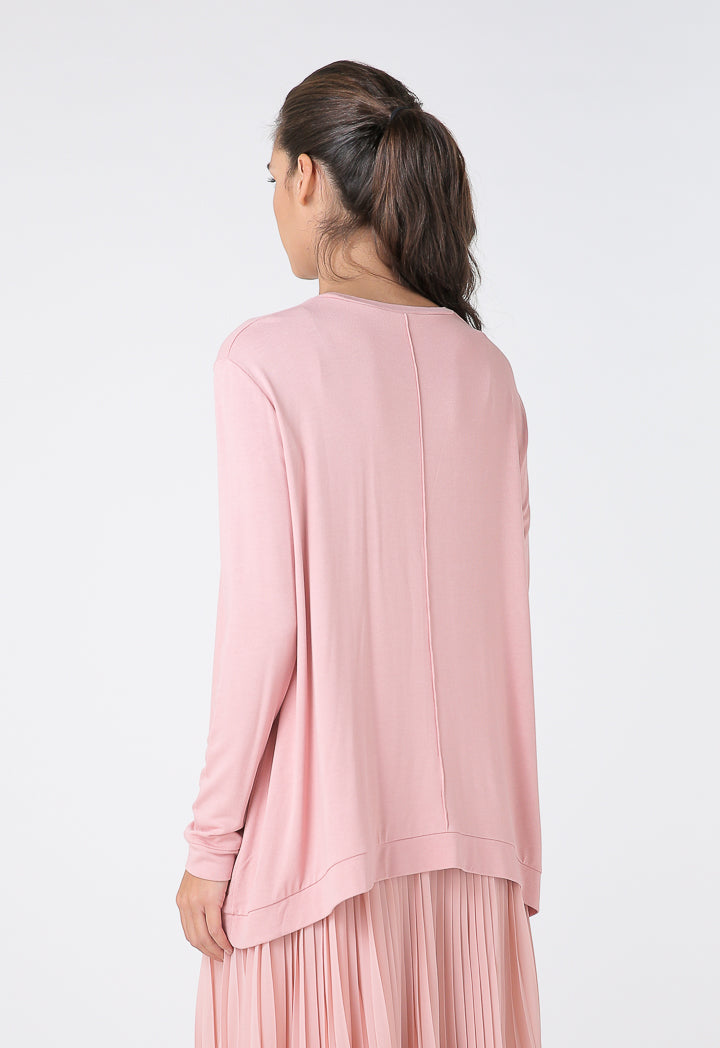 Choice Comfy Knitted Long Sleeve Blouse Blush