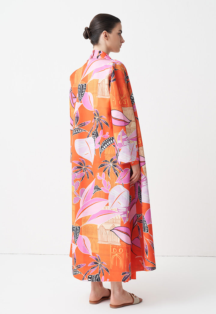 Choice Printed Kimono Outerwear Orange