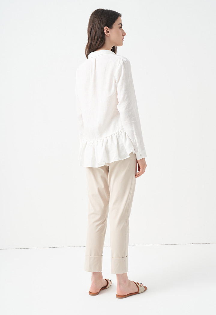 Choice Tiered Hem Solid Shirt Off White