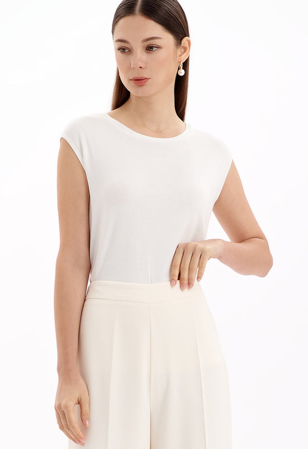 Choice Sleeveless Jersey Top Off White