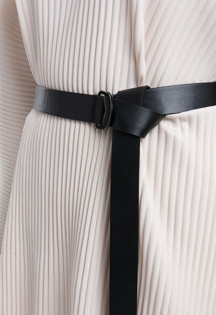 Choice D Ring Buckle Slim Belt Black