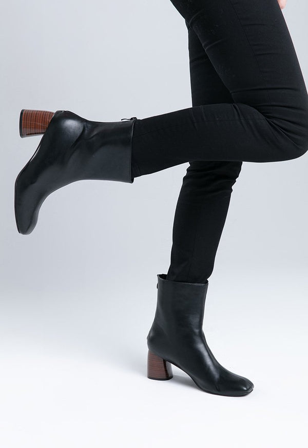 Choice Faux Leather Back Zip Ankle Boots Black