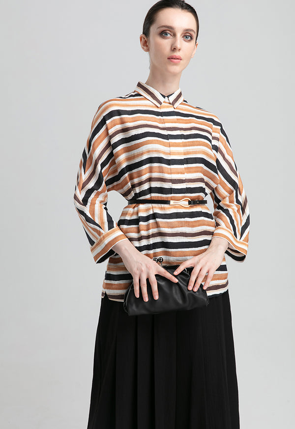 Choice Printed Linen Long Sleeve Shirt Multi Color