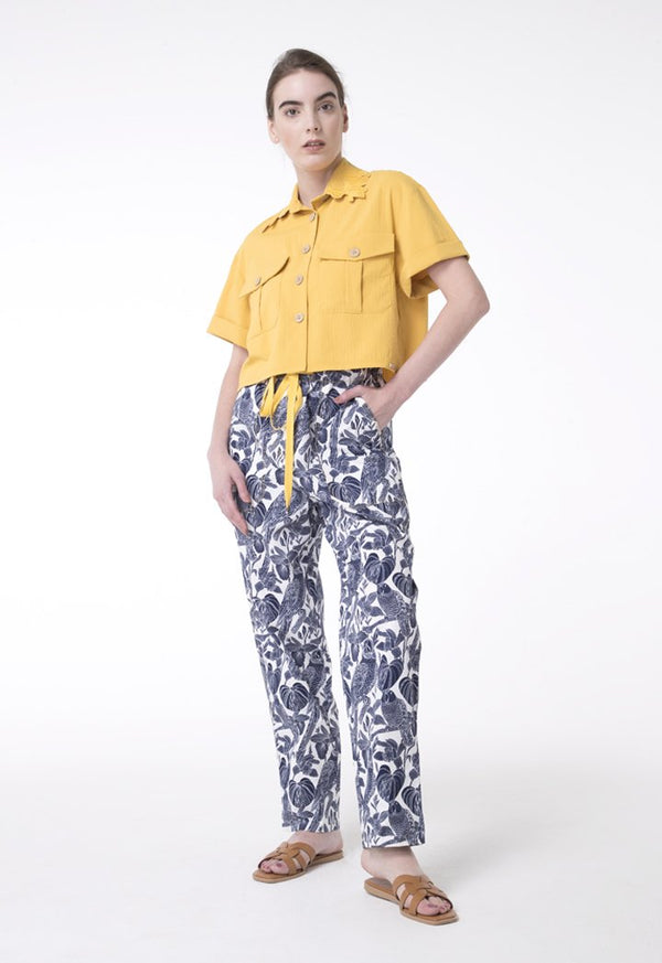 Exquise Shirt Embroied Neck S Yellow