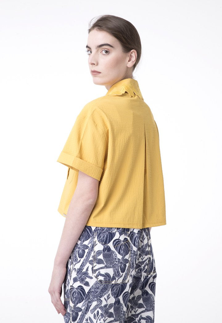 Exquise Shirt Embroied Neck S Yellow