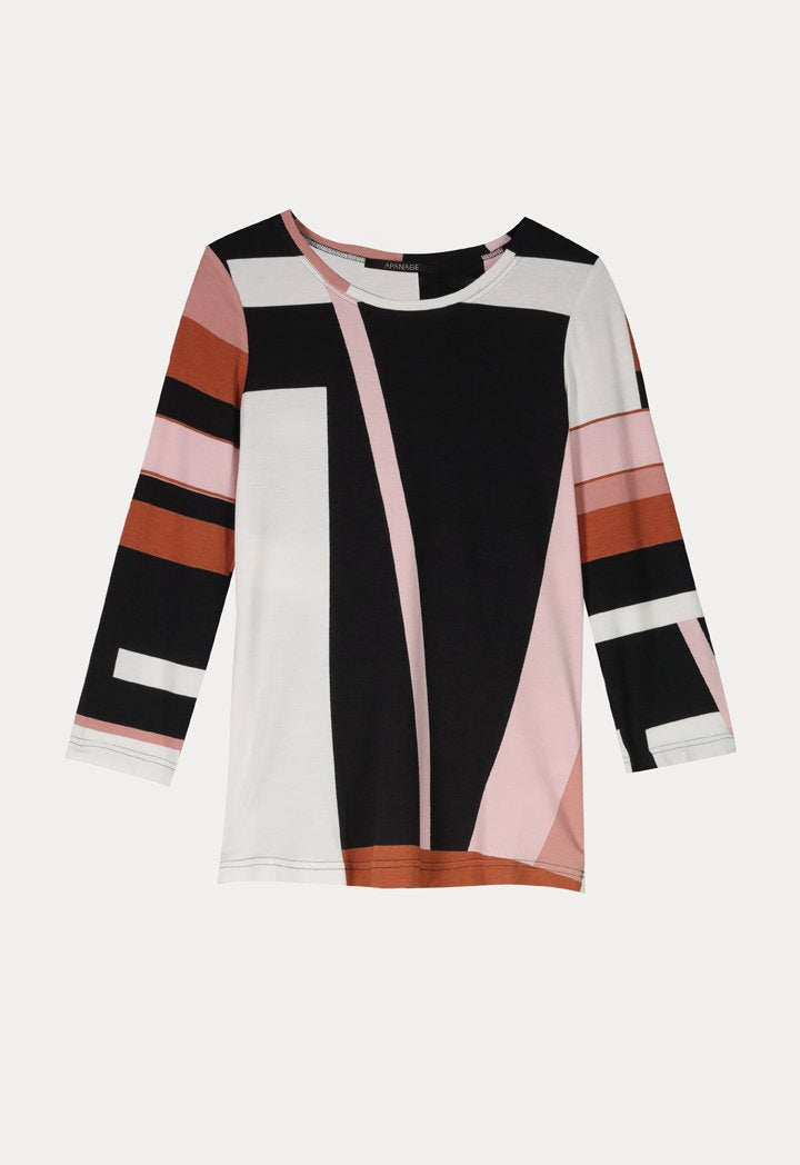 Apanage Printed Long Sleeve Relaxed Fit T-Shirt Multi Color