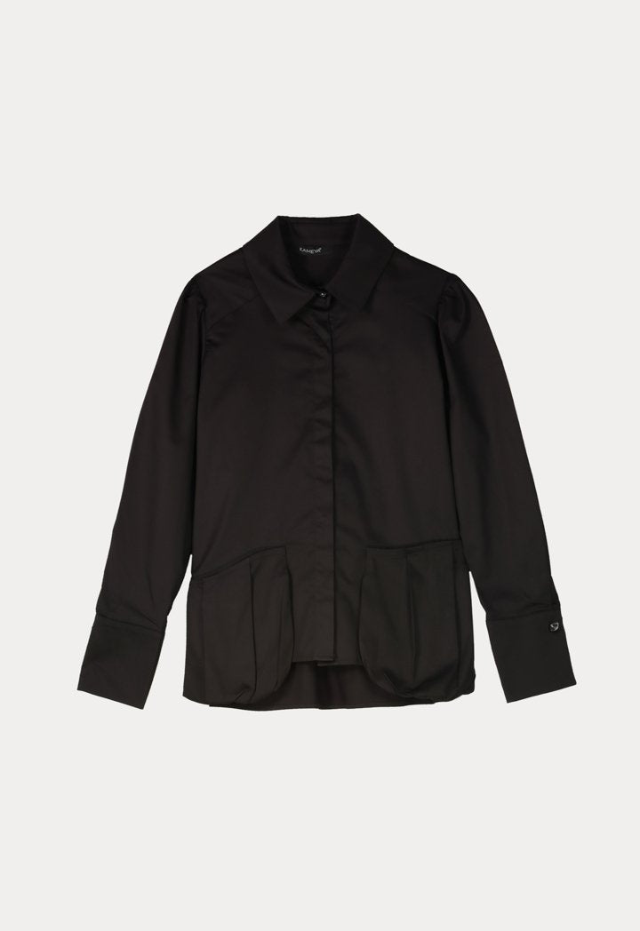 Kameya Long Sleeve Double Pocket Relaxed Fit Shirt Black