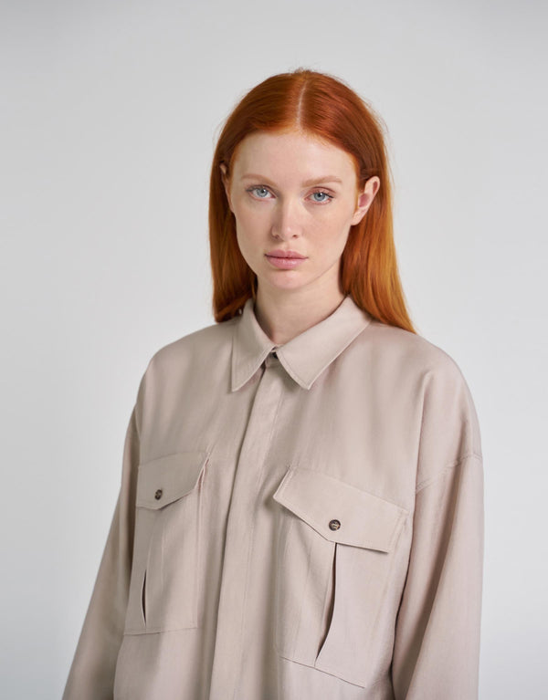 Kkdesign Double Pocket Shirt Beige