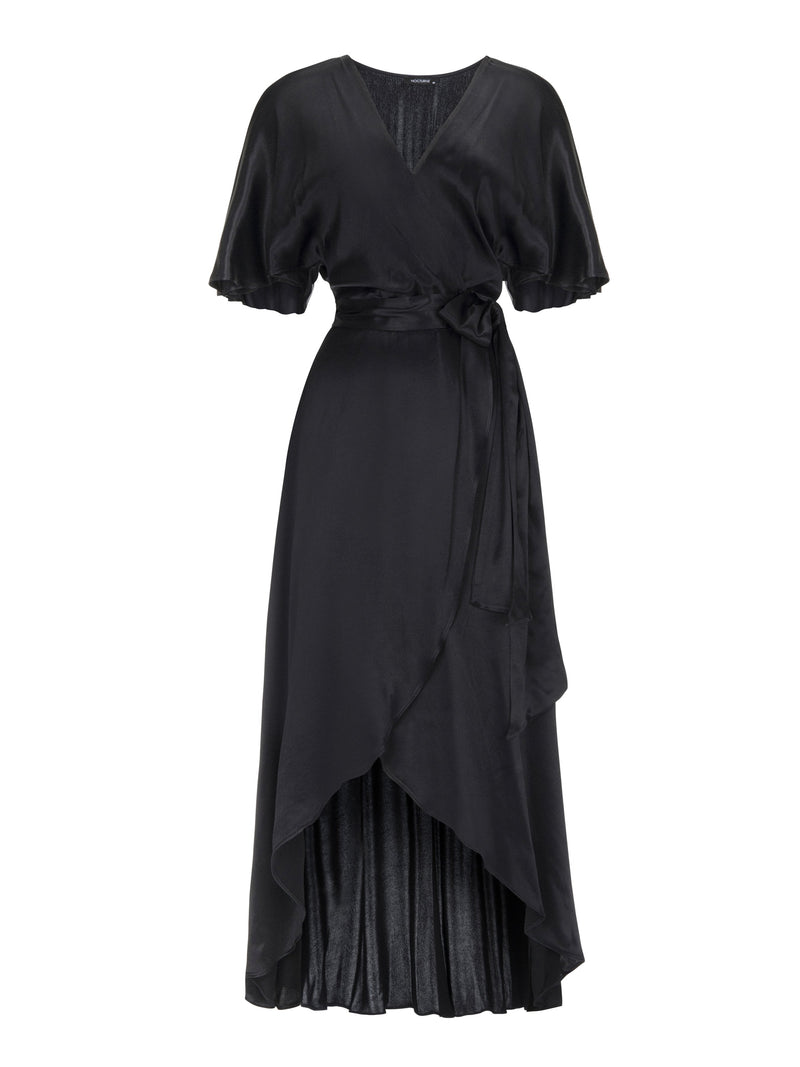 Nocturne Long Solid V-Neck Dress