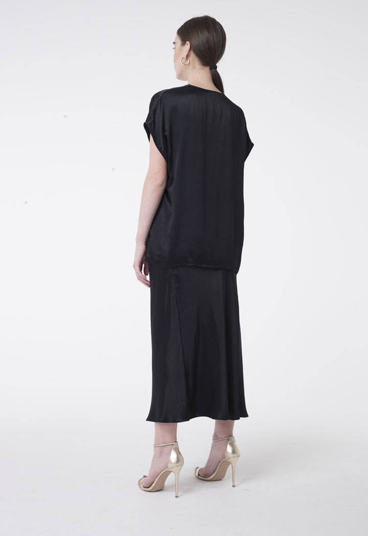 Nocturne Short Sleeve Relaxed Fit Blouse Black