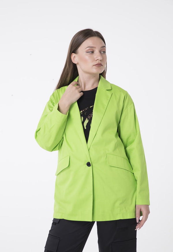 Nocturne Notched Collar Single Breasted Double Pocket Blazer Green