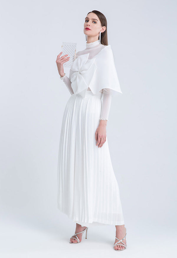 Choice Wide Leg Pleated Trouser Off White