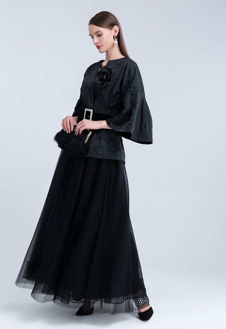 Choice Solid Color Multi Layer Tulle Organza Skirt Black