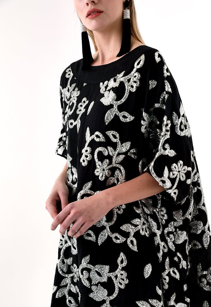 Choice Sequins Embroidery Dress Black - Wardrobe Fashion