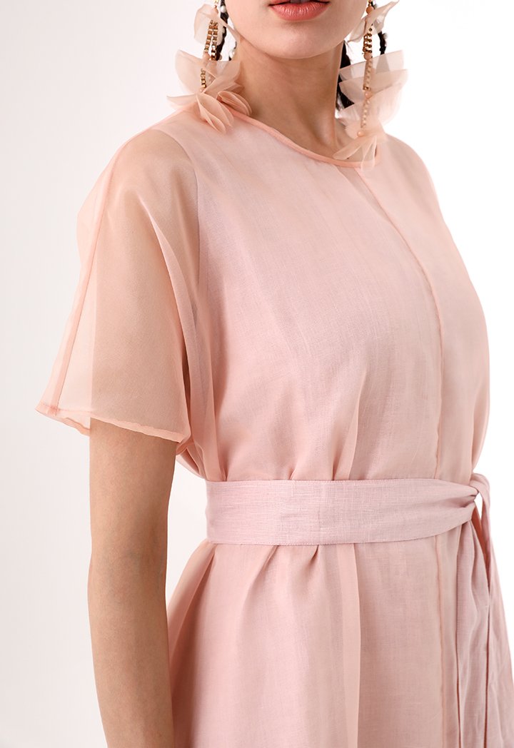 Choice Printed Organza Maxi Dress Blush