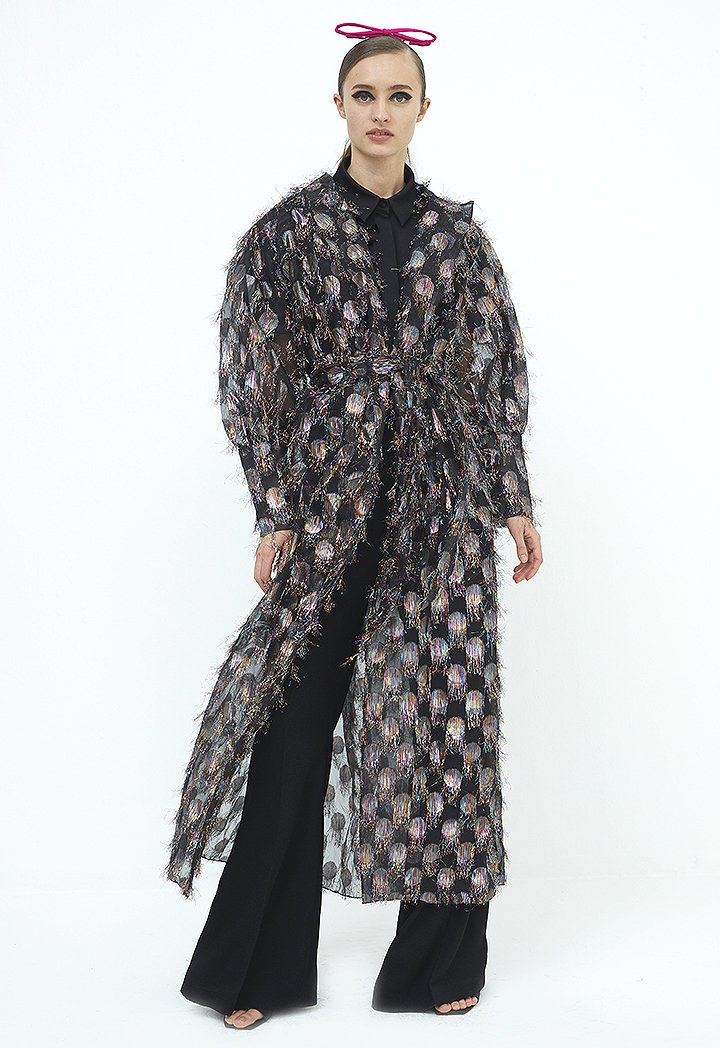 Choice Black Jacquard Kimono Black - Wardrobe Fashion