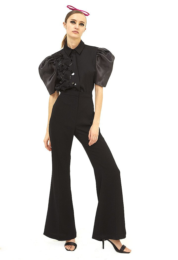 Choice Flare Solid Pants Black - Wardrobe Fashion