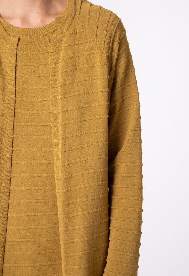 Choice Knitted Embossed Stripe Outerwear Olive