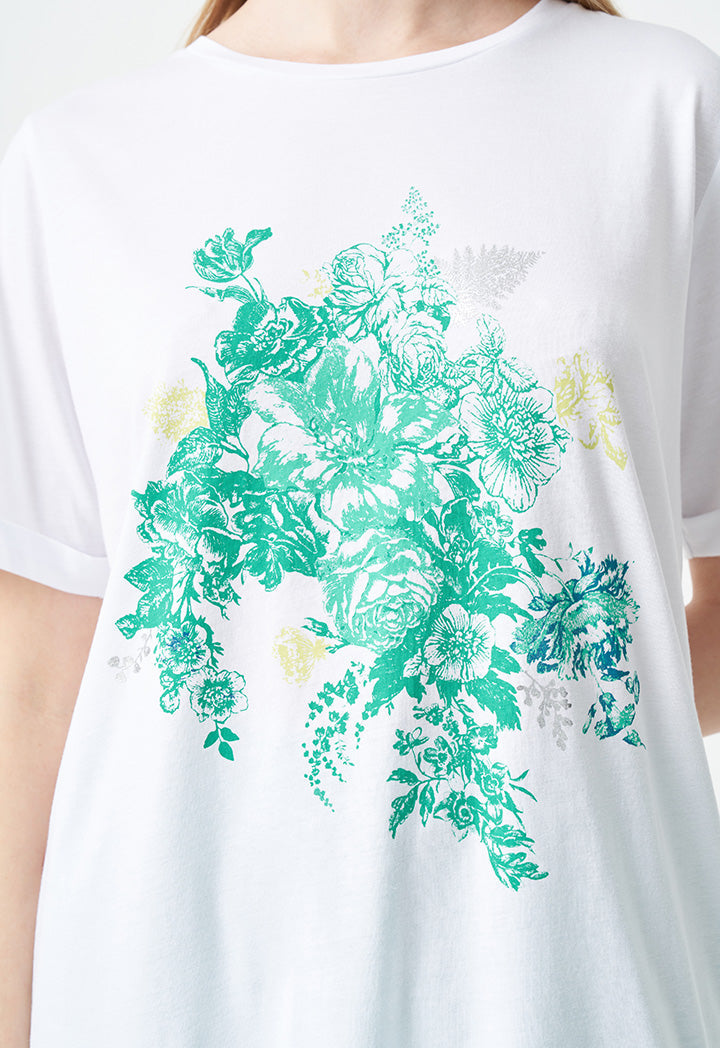Choice Flower Printed T-Shirt Off White