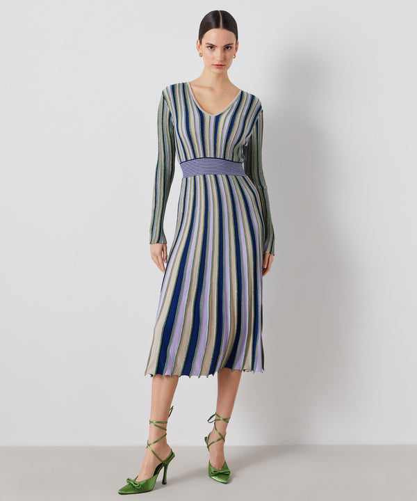 Ipekyol Striped Lurex Knitted Dress Blue