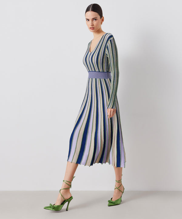 Ipekyol Striped Lurex Knitted Dress Blue