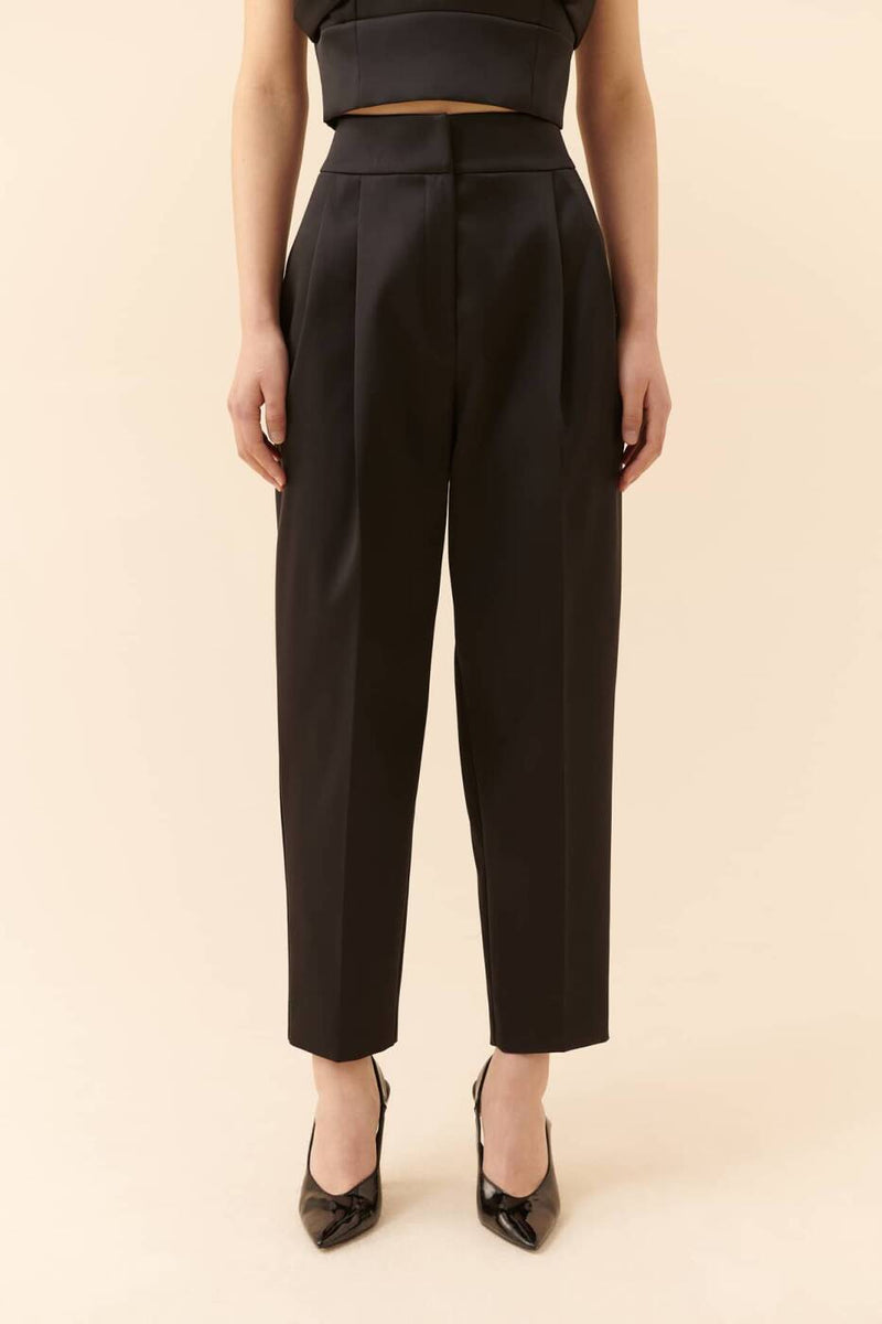 Roman Carrot Cut Solid Trousers Black