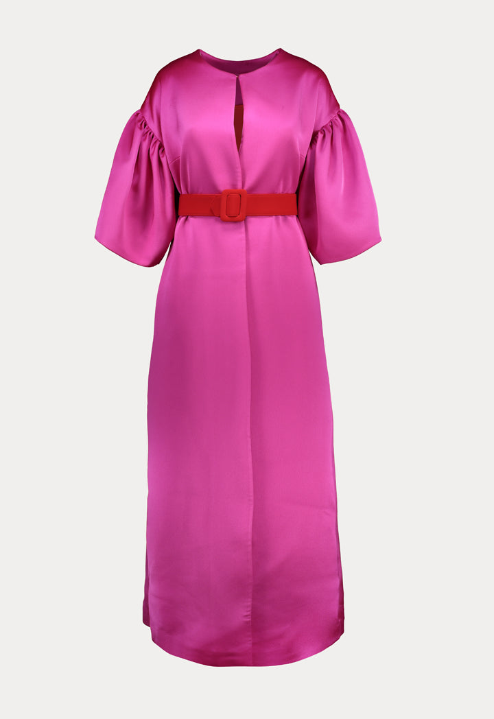 Choice Gathered Wide Short Sleeve Outerwear Fuchsia