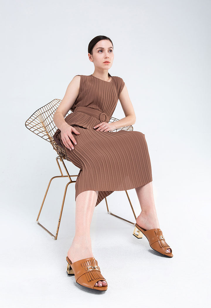 Choice Pleated Top And Skirt Tabac