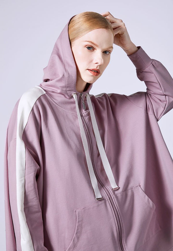 Choice Long Sleeve Hoodied Jacket Light Lilac-Offwhite